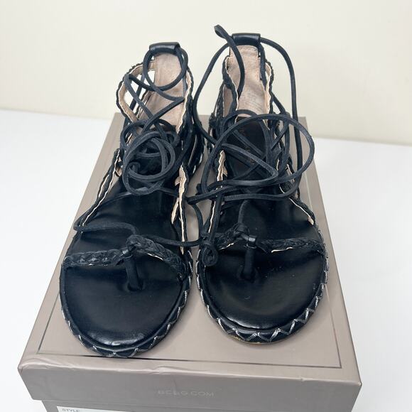 BCBGMAXAZRIA Maye Caged Lace Up Open Toe Leather Gladiator Sandal Black Womens 6 - Picture 5 of 9